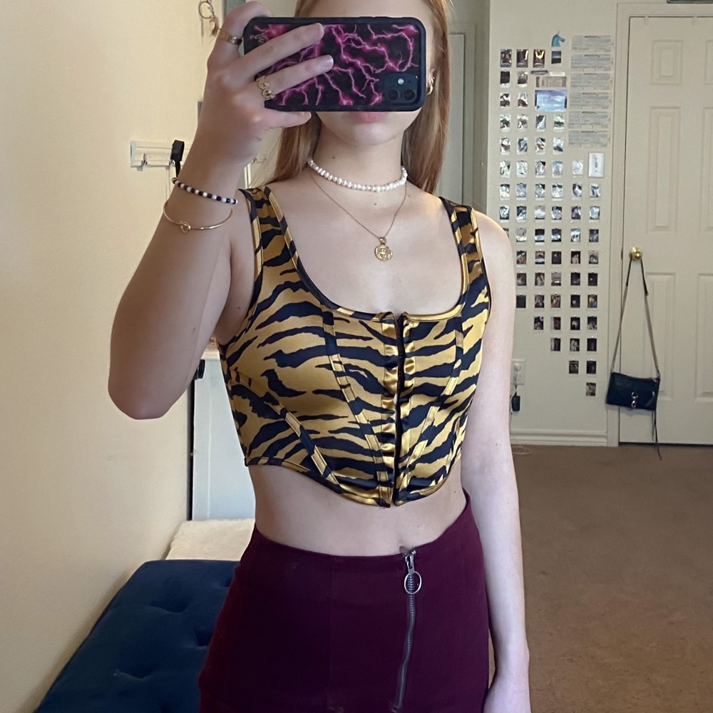 Motel Tiger Print Corset Top